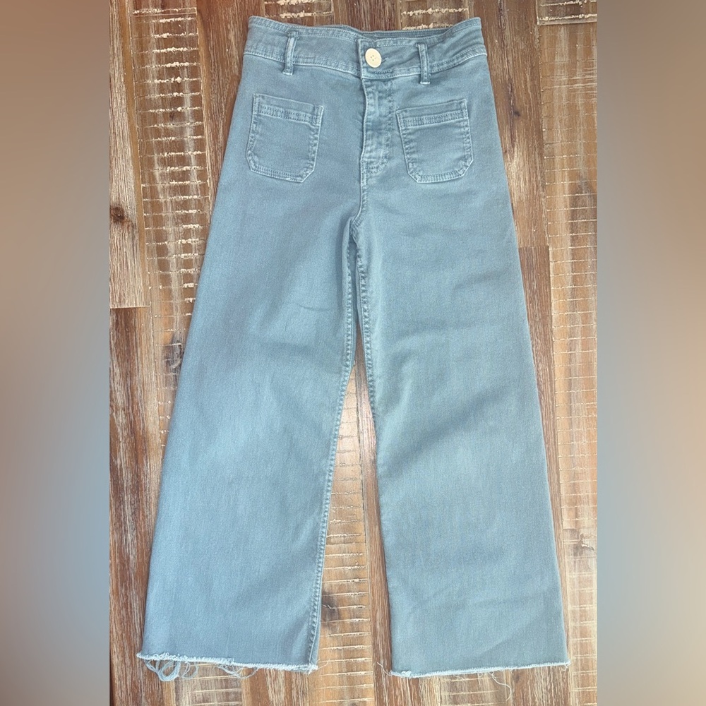 Zara Girl’s Light Blue Wide Leg Raw Hem Jeans